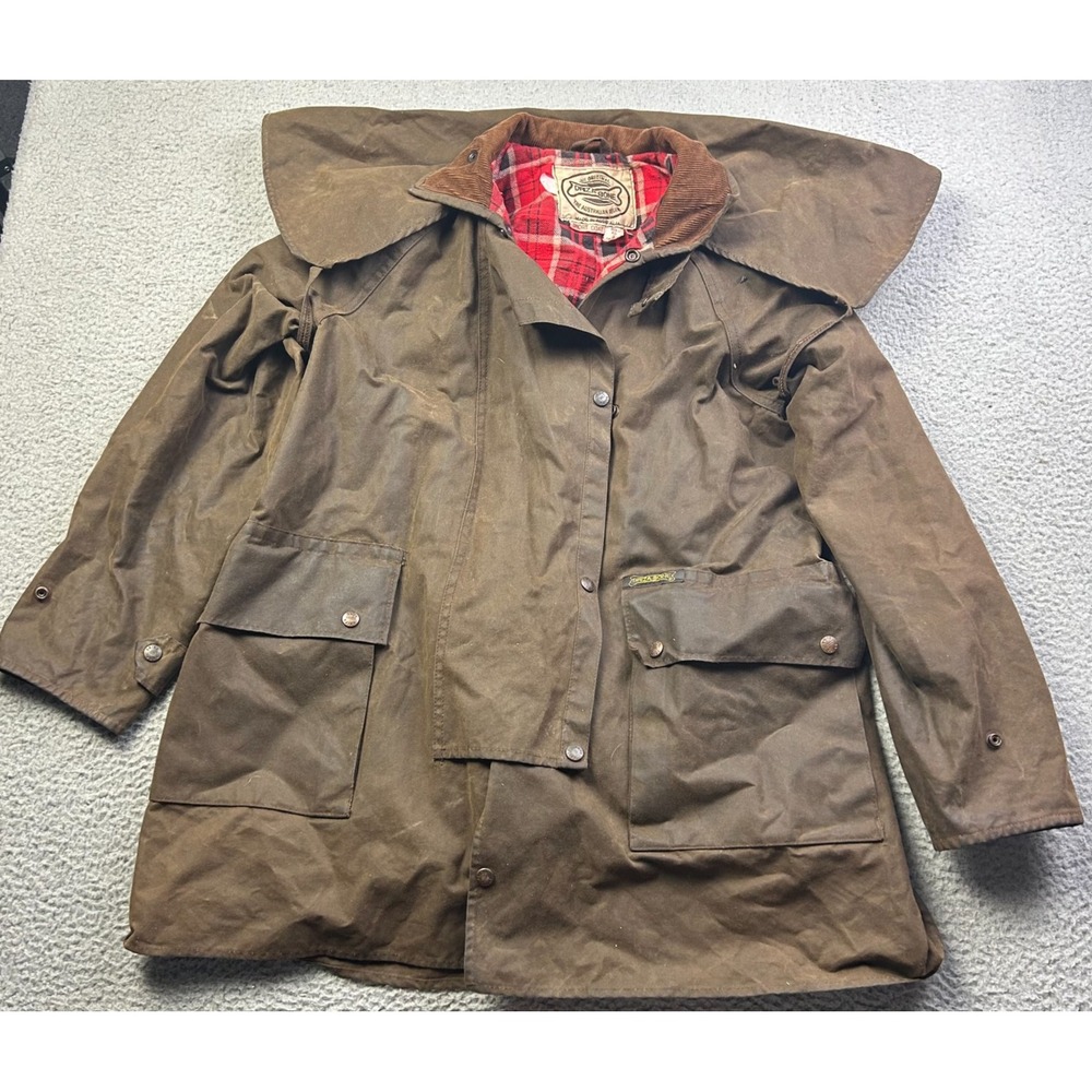 Driza-Bone Short Coat Jacket Mens XS Brown Waxed Cotton Vintage Outback Riding